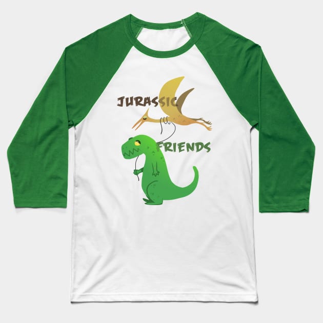 Jurassic Friends Baseball T-Shirt by Contenebratio